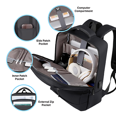 15.6" DOLLY Laptop Backpack with External USB Port 05
